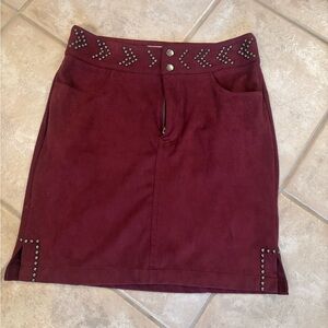 Idyllwind Maroon Studded Mini Skirt